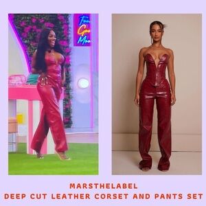 Mars the Label Red Leather Corset and Pants Set